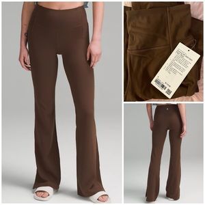 LULULEMON GROOVE HIGH RISE SPLIT-HEM FLARE NULU JAVA BROWN FULL LENGTH 6